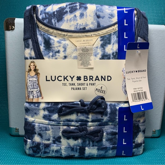 Lucky Brand Ladies' Blue (Winter Tie Dye) 4-Piece Pajama Set NWT - Picture 7 of 14